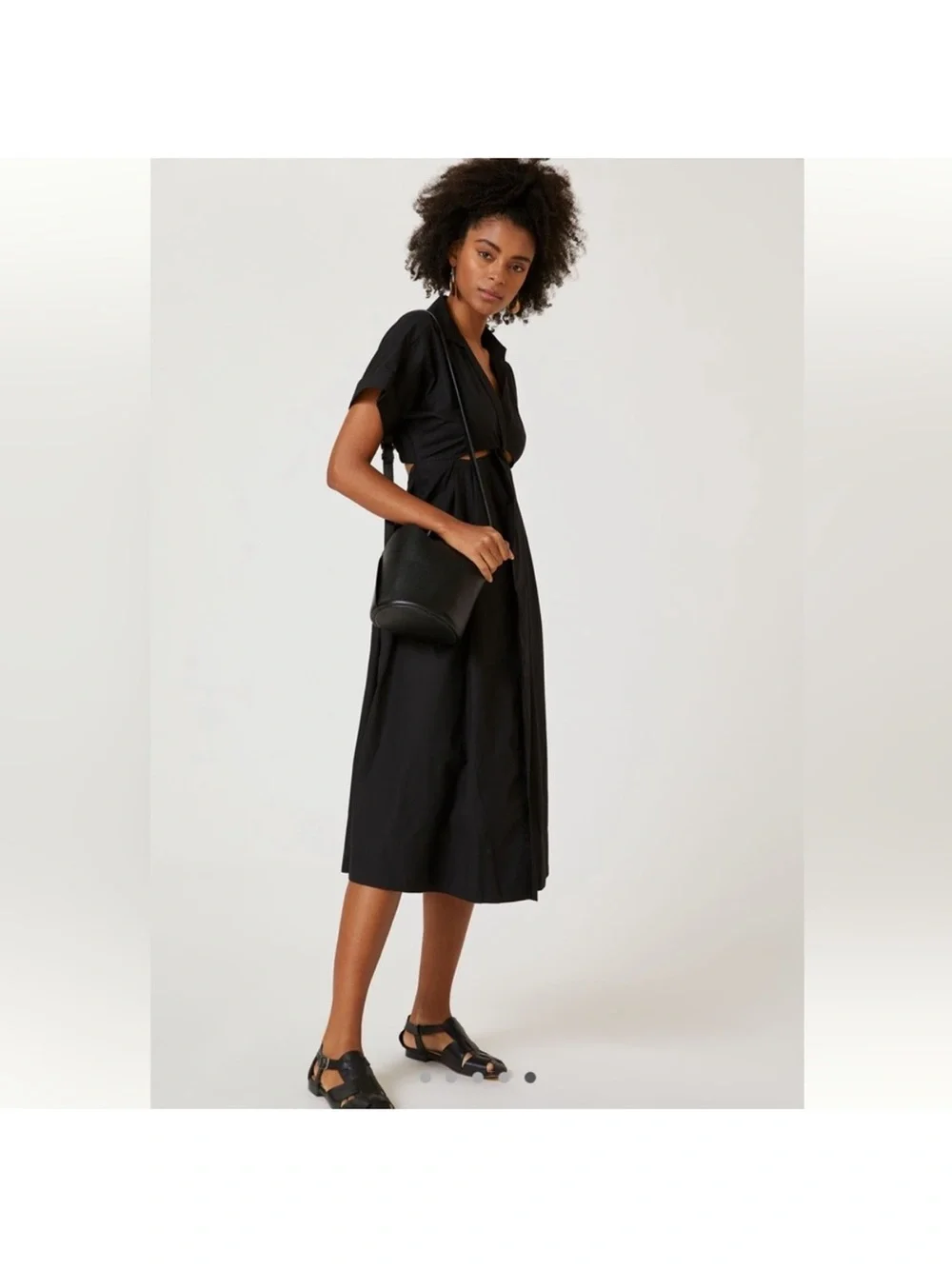 Anthropologie Black Midi Wrap Dress